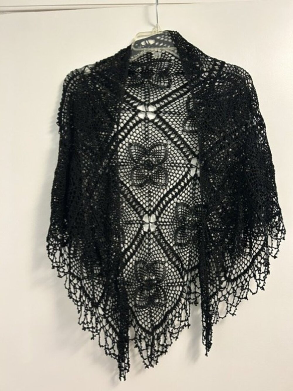 2 pashminas/shawls: Black beaded lace & Silver/Cream beaded velvet
